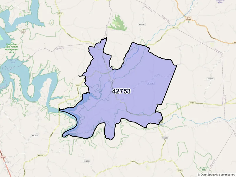 Map of ZIP Code 42753 — Knifley, KY
