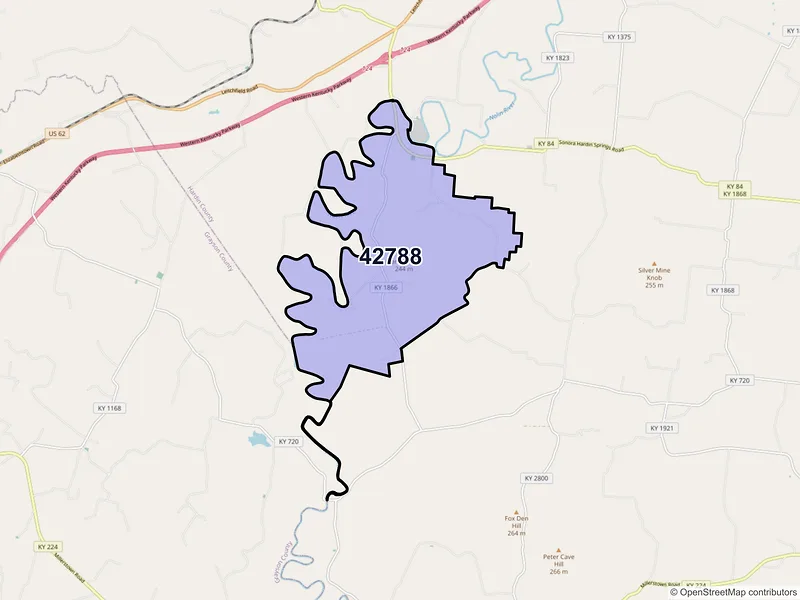 Map of ZIP Code 42788 — White Mills, KY