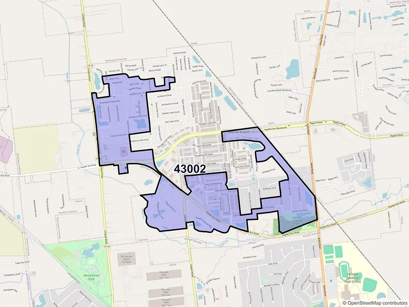 Map of Amlin, Ohio and ZIP codes