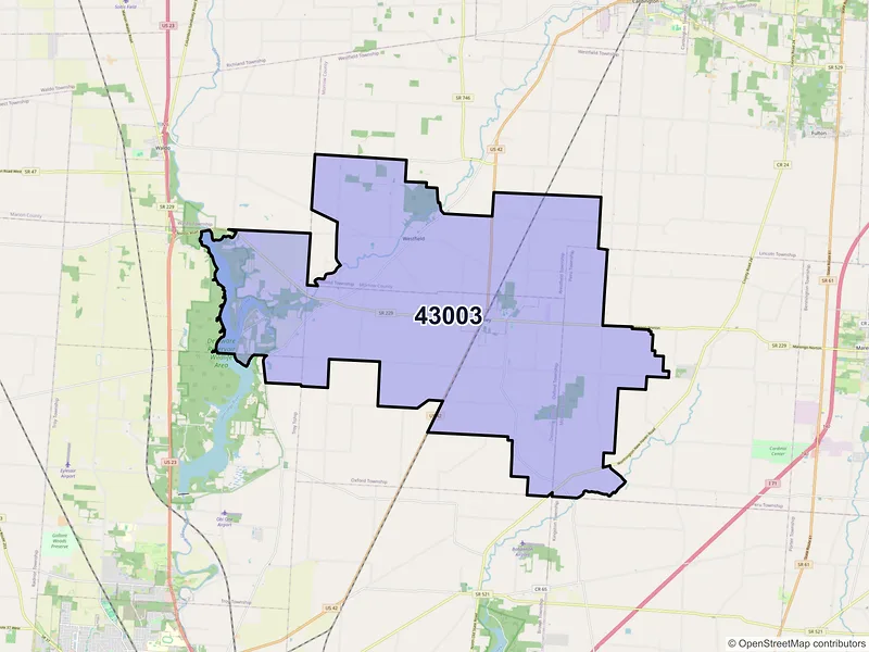 Map of ZIP Code 43003 — Ashley, OH