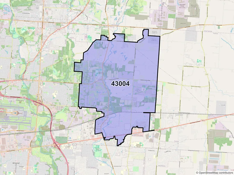 Map of ZIP Code 43004 — Blacklick, OH