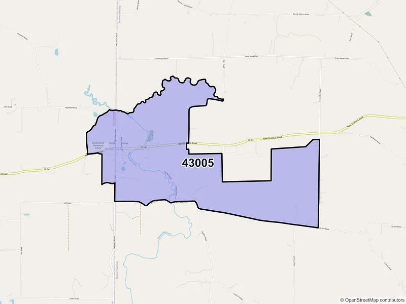 Map of Bladensburg, Ohio and ZIP codes
