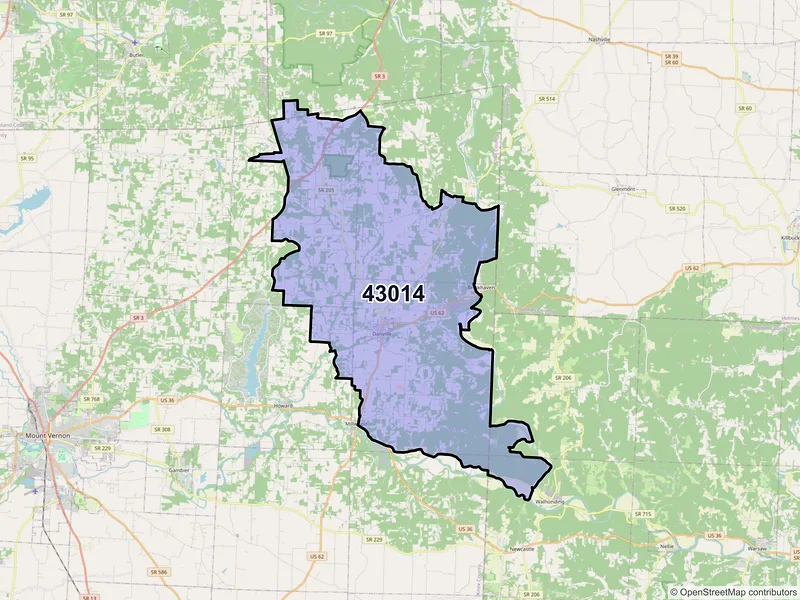 Map of ZIP Code 43014 — Danville, OH