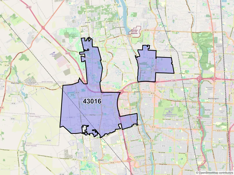 Map of ZIP Code 43016 — Dublin, OH