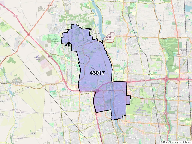 Map of ZIP Code 43017 — Dublin, OH