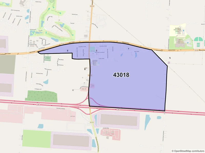 Map of Etna, Ohio and ZIP codes