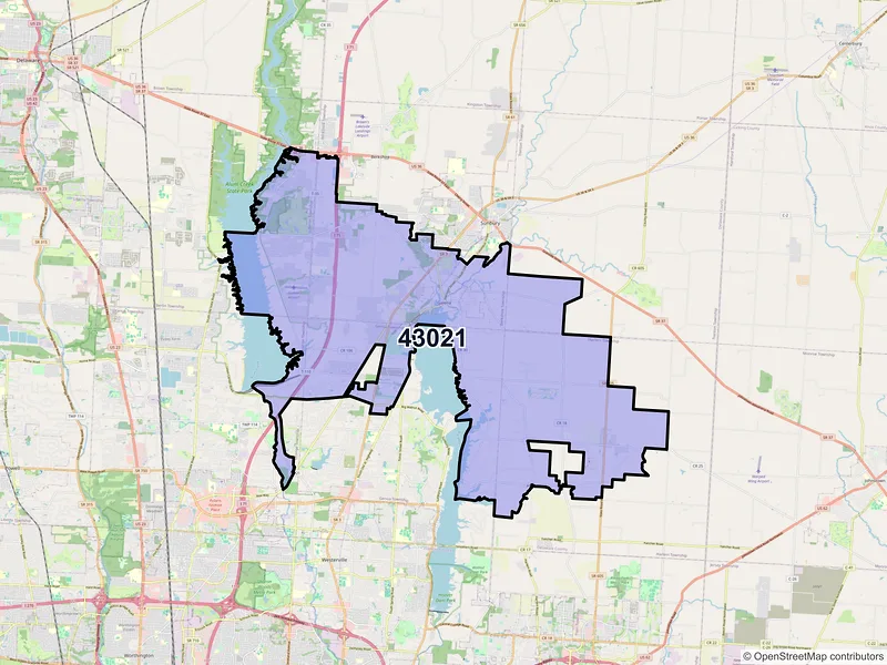 Map of ZIP Code 43021 — Galena, OH
