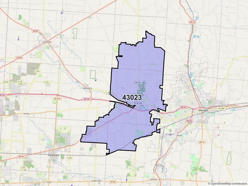 Map of ZIP Code 43023 — Granville, OH