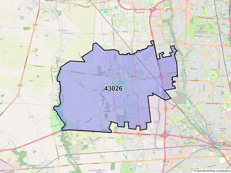 Map of ZIP Code 43026 — Hilliard, OH