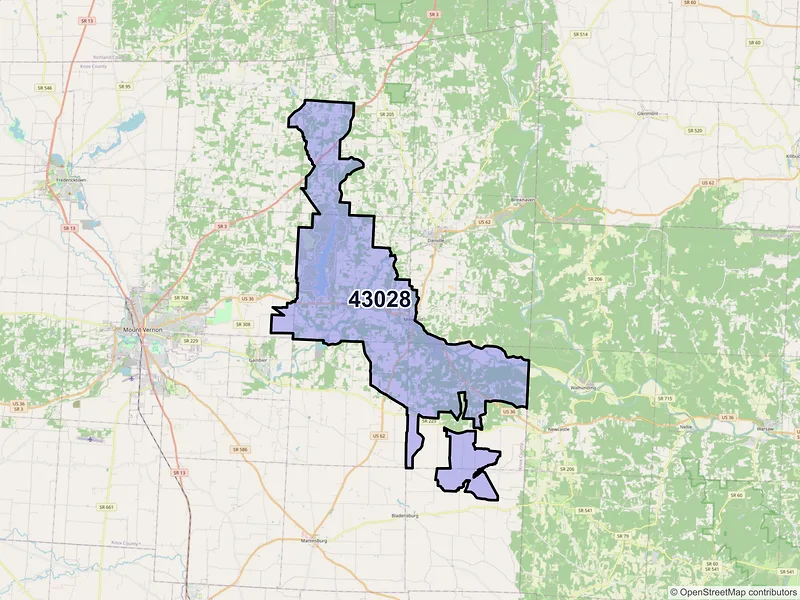 Map of ZIP Code 43028 — Howard, OH
