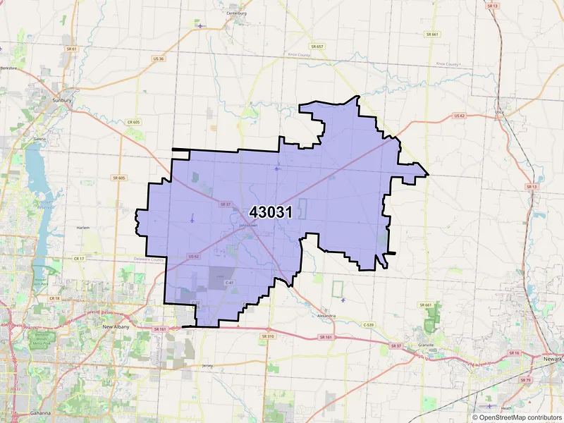 Map of ZIP Code 43031 — Johnstown, OH