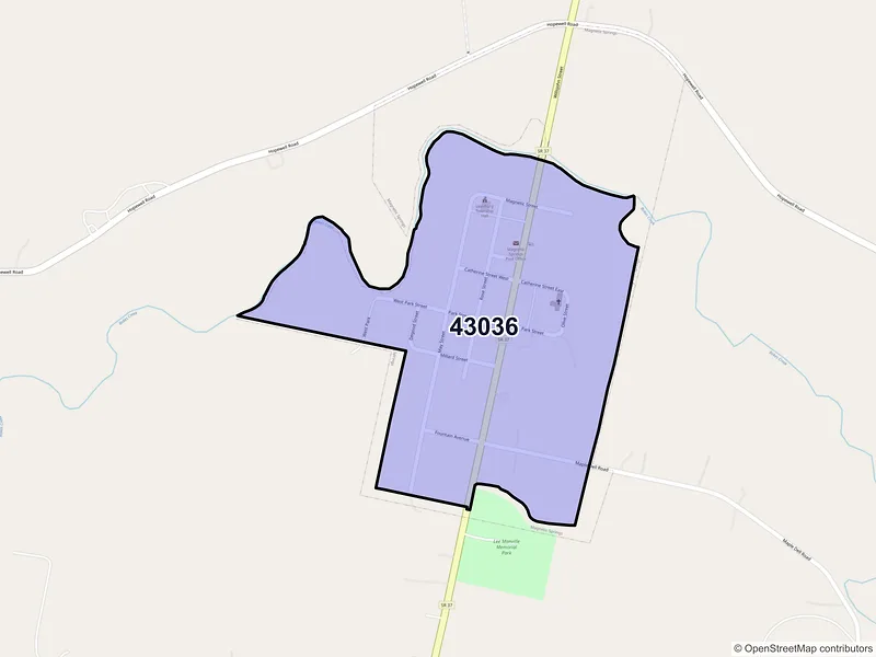 Map of Magnetic Springs, Ohio and ZIP codes