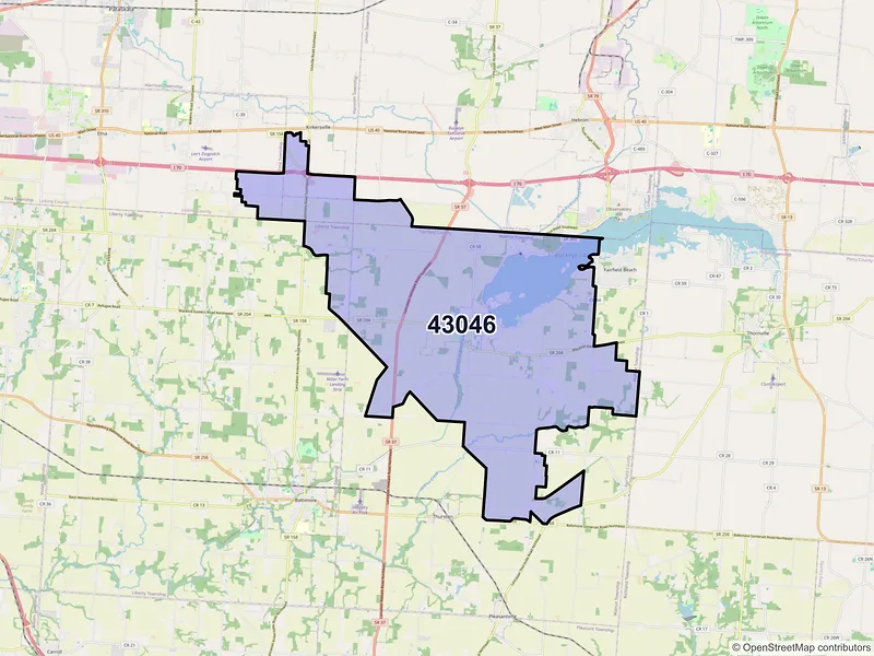 Map of Millersport, Ohio and ZIP codes