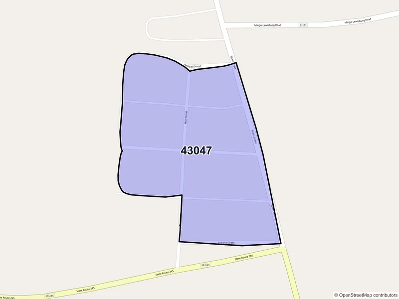 Map of Mingo, Ohio and ZIP codes