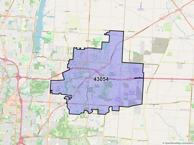 Map of ZIP Code 43054 — New Albany, OH