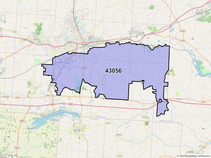 Map of ZIP Code 43056 — Heath, OH