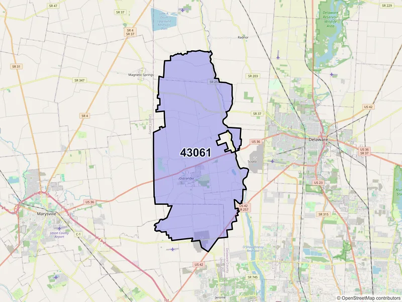 Map of ZIP Code 43061 — Ostrander, OH