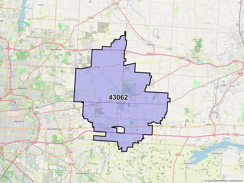 Map of ZIP Code 43062 — Pataskala, OH
