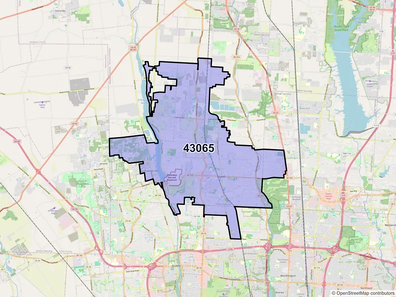 Map of ZIP Code 43065 — Powell, OH