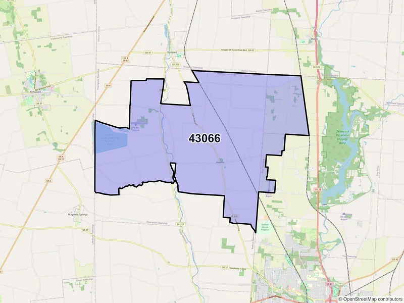Map of ZIP Code 43066 — Radnor, OH
