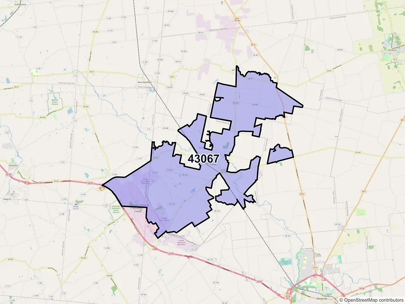 Map of ZIP Code 43067 — Raymond, OH