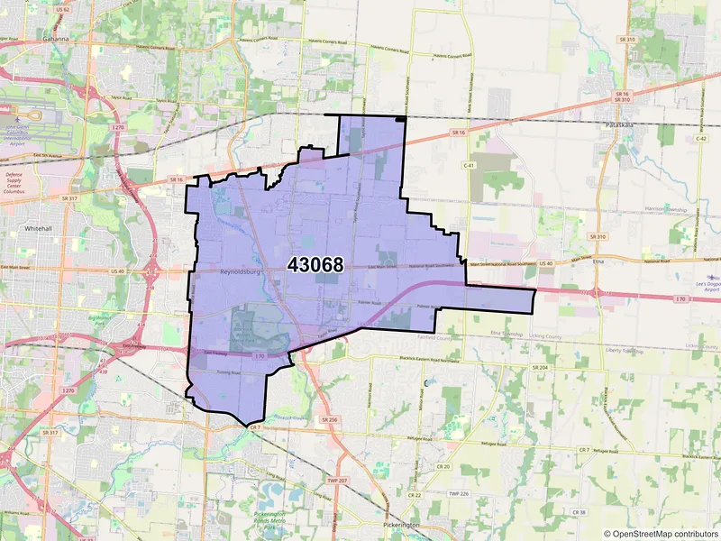 Map of ZIP Code 43068 — Reynoldsburg, OH