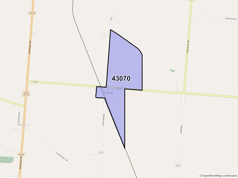 Map of Rosewood, Ohio and ZIP codes