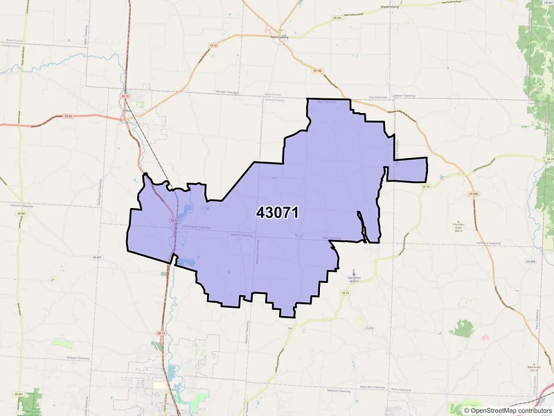Map of ZIP Code 43071 — Saint Louisville, OH