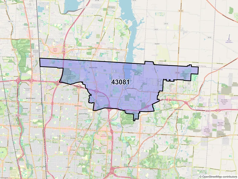 Map of ZIP Code 43081 — Westerville, OH