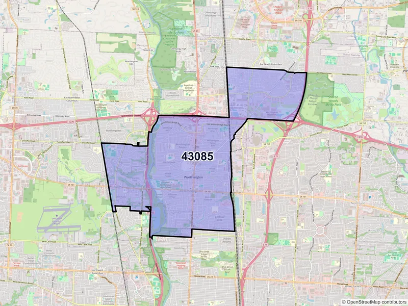 Map of ZIP Code 43085 — Columbus, OH