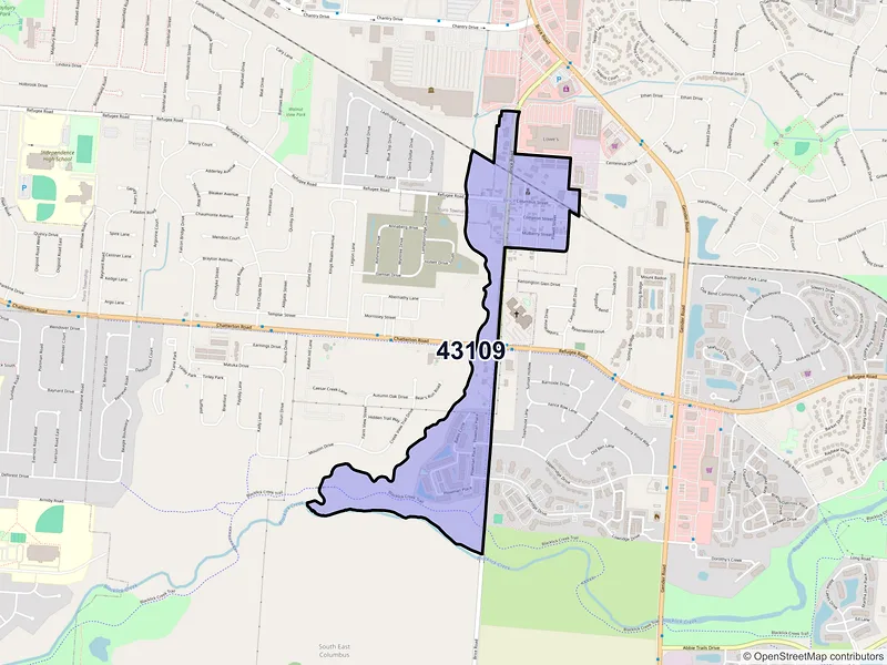 Map of Brice, Ohio and ZIP codes