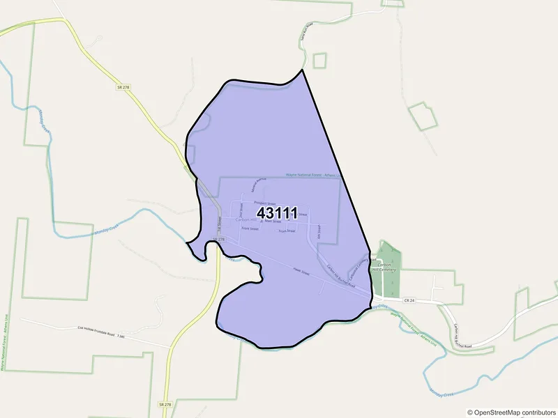Map of Carbon Hill, Ohio and ZIP codes