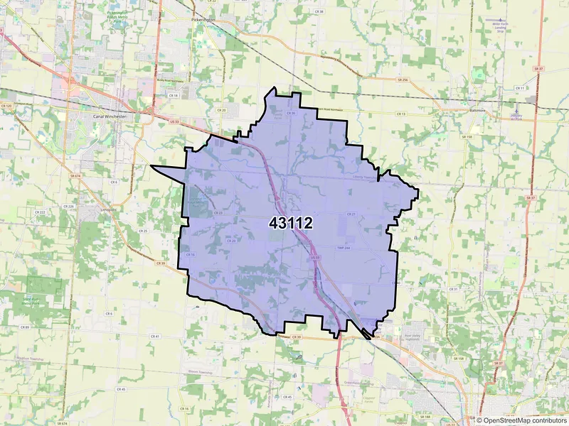 Map of ZIP Code 43112 — Carroll, OH