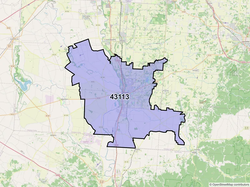 Map of ZIP Code 43113 — Circleville, OH