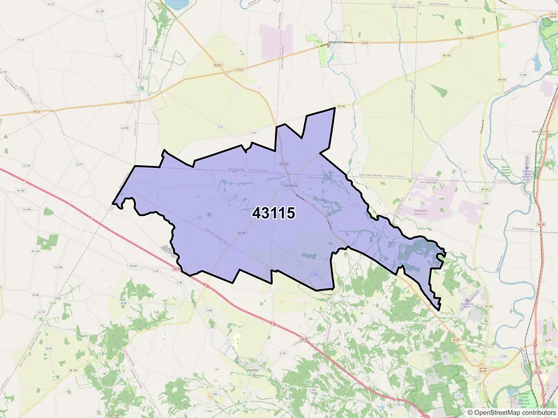 Map of Clarksburg, Ohio and ZIP codes