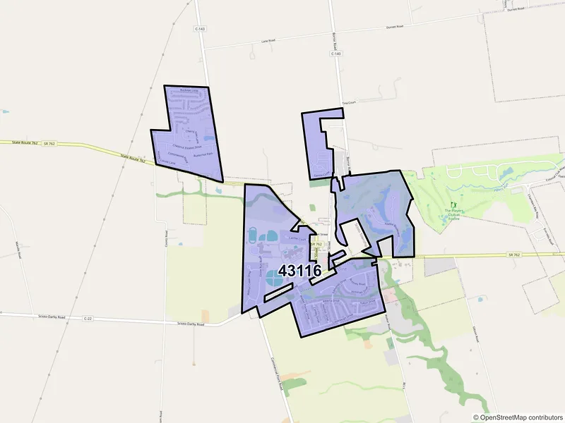 Map of ZIP Code 43116 — Commercial Point, OH