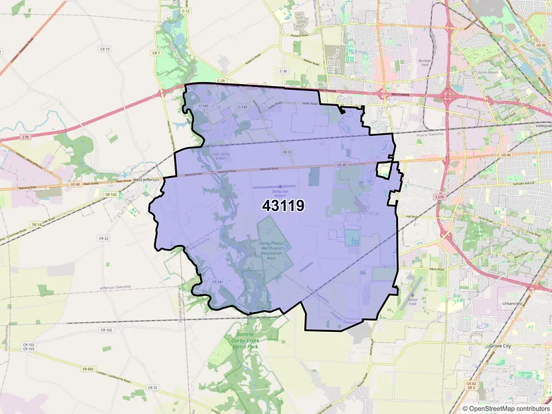 Map of ZIP Code 43119 — Galloway, OH
