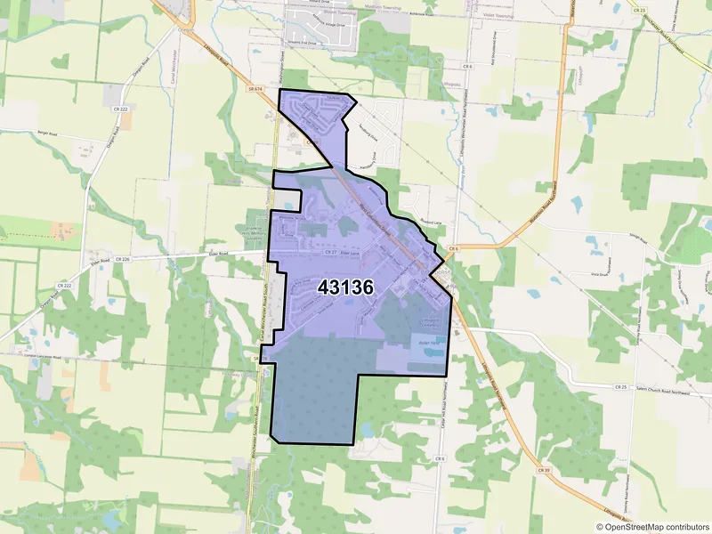 Map of ZIP Code 43136 — Lithopolis, OH