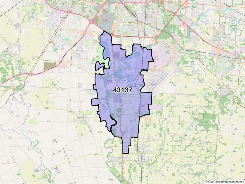 Map of ZIP Code 43137 — Lockbourne, OH