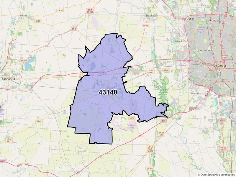 Map of ZIP Code 43140 — London, OH