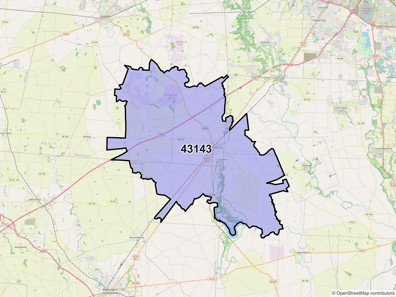 Map of ZIP Code 43143 — Mount Sterling, OH