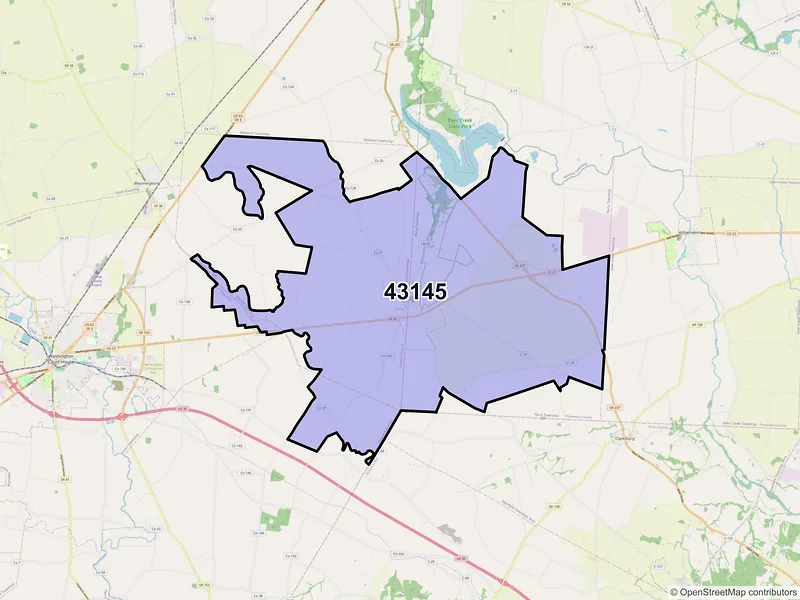 Map of ZIP Code 43145 — New Holland, OH