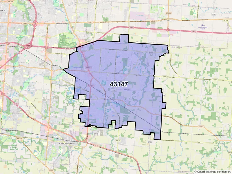 Map of ZIP Code 43147 — Pickerington, OH