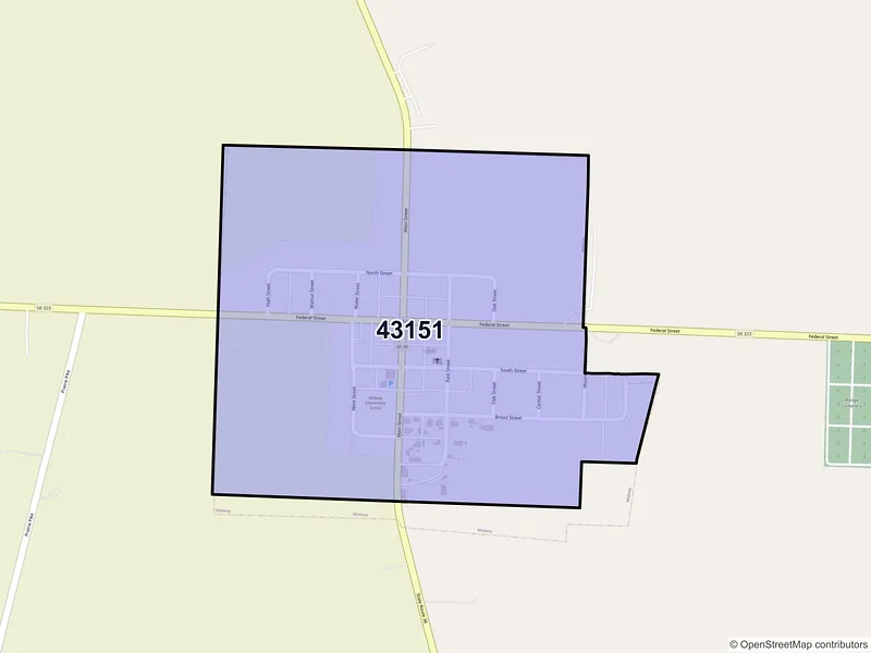 Map of Sedalia, Ohio and ZIP codes