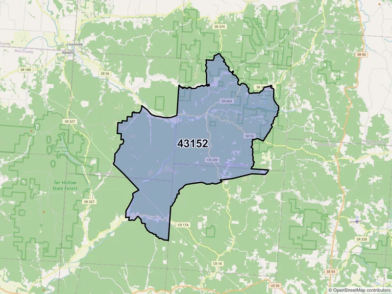 Map of South Bloomingville, Ohio and ZIP codes