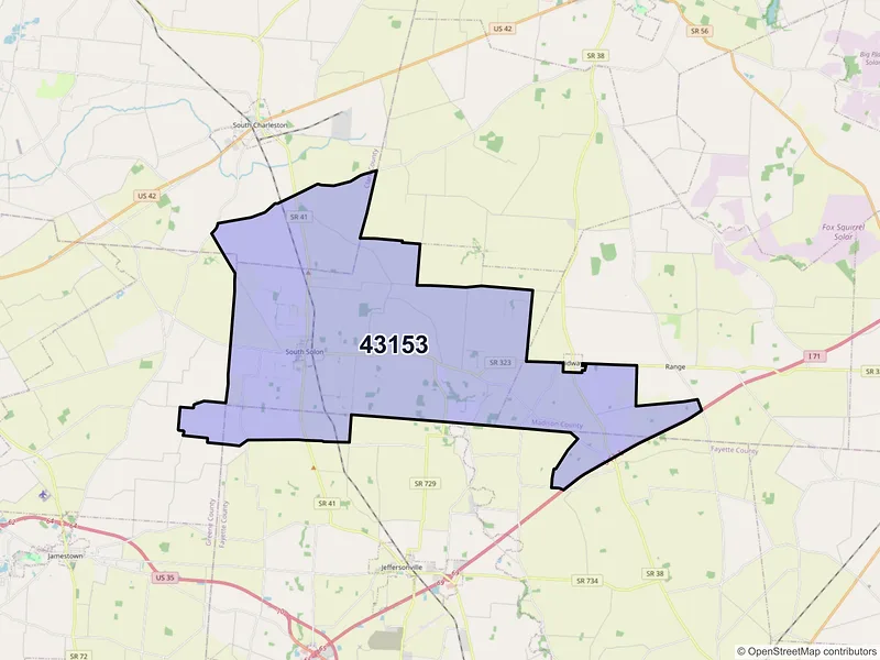 Map of South Solon, Ohio and ZIP codes