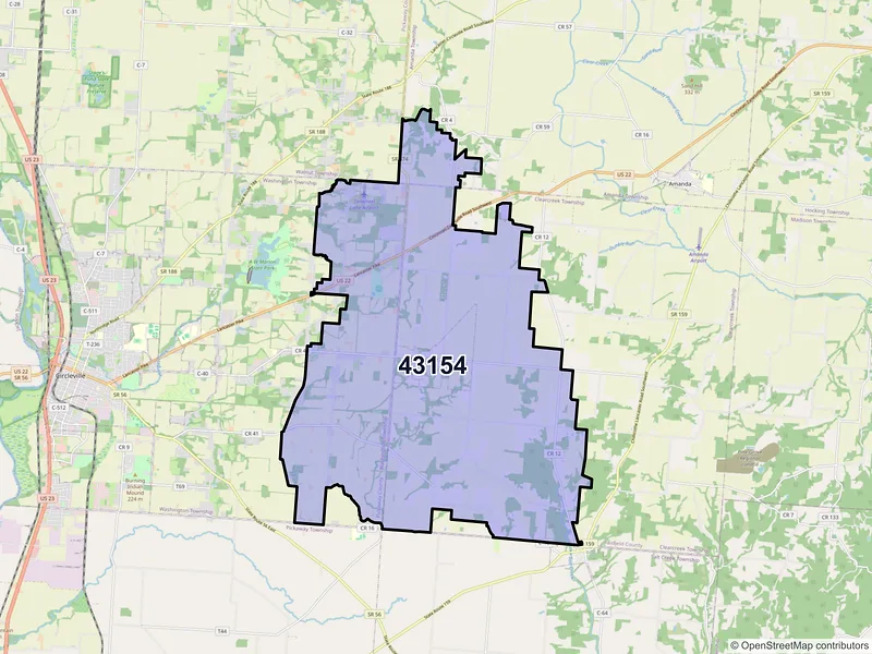 Map of ZIP Code 43154 — Stoutsville, OH