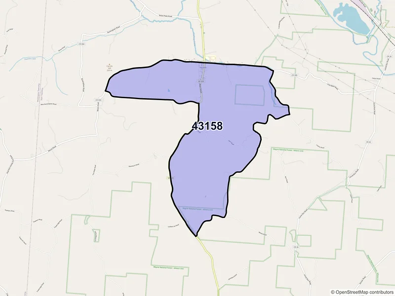 Map of Union Furnace, Ohio and ZIP codes
