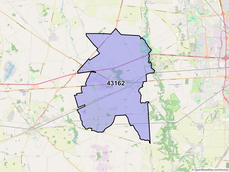 Map of ZIP Code 43162 — West Jefferson, OH