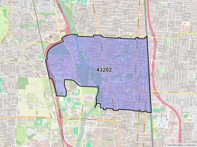 Map of ZIP Code 43202 — Columbus, OH